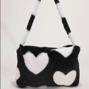Black and white SHEIN bag with hearts